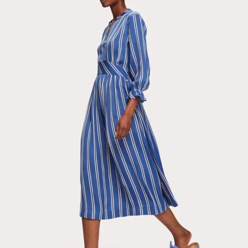 Scotch & Soda Aloha Hula Printed Satin Midi Dress Size Small - Picture 5 of 6